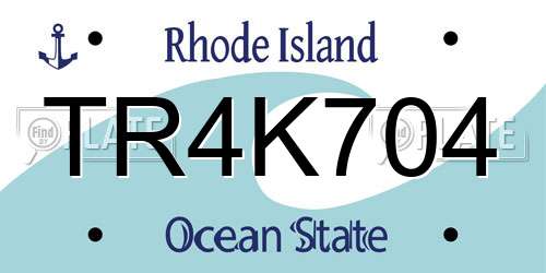 TR4K704 Rhode Island License Plate