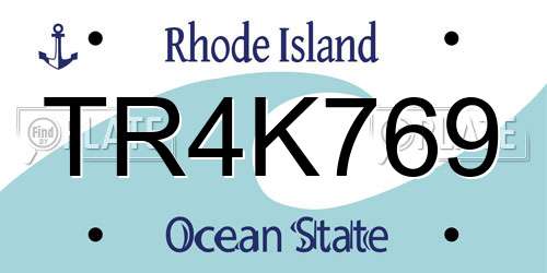 TR4K769 Rhode Island License Plate