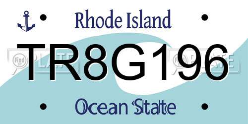 TR8G196 Rhode Island License Plate