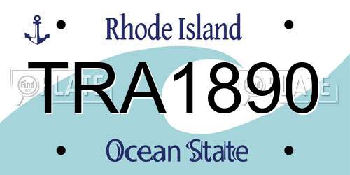 TRA1890 Rhode Island License Plate