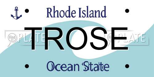 TROSE Rhode Island License Plate