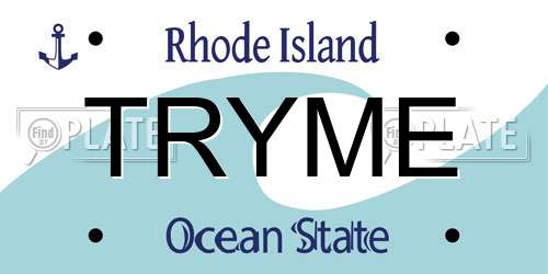 TRYME Rhode Island License Plate
