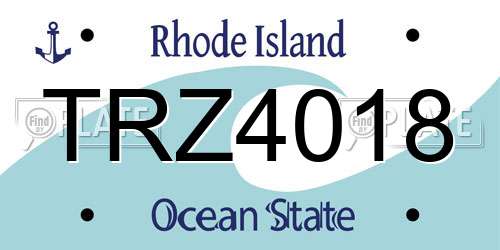 TRZ4018 Rhode Island License Plate