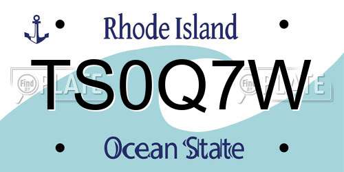 TS0Q7W Rhode Island License Plate