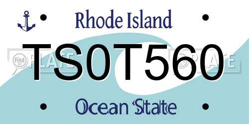 TS0T560 Rhode Island License Plate