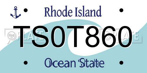 TS0T860 Rhode Island License Plate