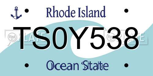 TS0Y538 Rhode Island License Plate