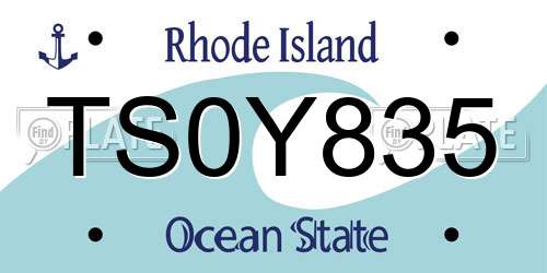 TS0Y835 Rhode Island License Plate