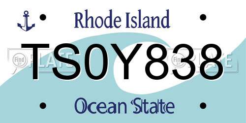 TS0Y838 Rhode Island License Plate