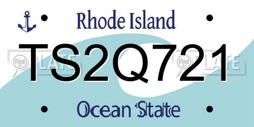 TS2Q721 Rhode Island License Plate