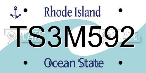 TS3M592 Rhode Island License Plate