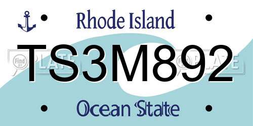 TS3M892 Rhode Island License Plate