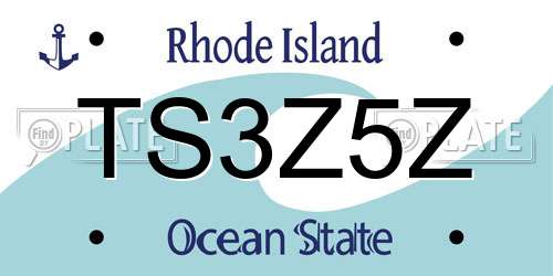 TS3Z5Z Rhode Island License Plate