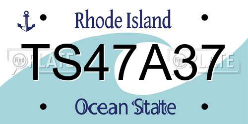 TS47A37 Rhode Island License Plate