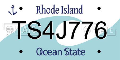 TS4J776 Rhode Island License Plate