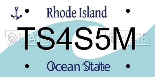 TS4S5M Rhode Island License Plate