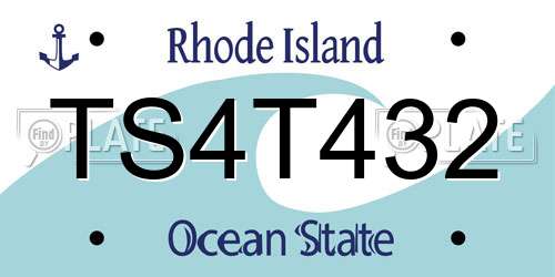 TS4T432 Rhode Island License Plate