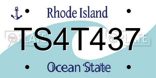 TS4T437 Rhode Island License Plate