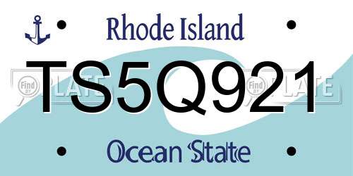 TS5Q921 Rhode Island License Plate