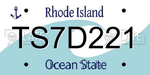 TS7D221 Rhode Island License Plate