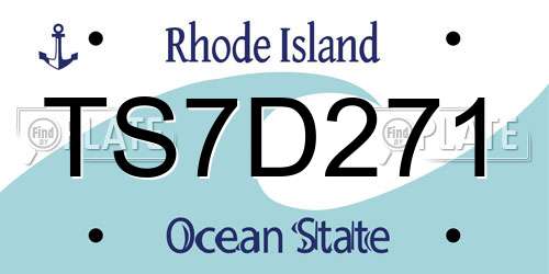 TS7D271 Rhode Island License Plate
