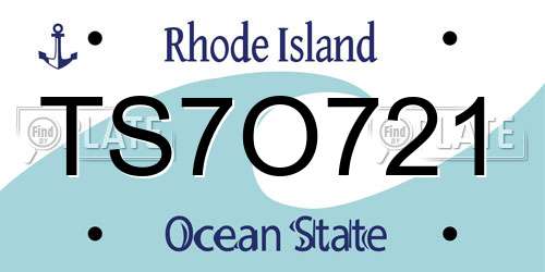 TS7O721 Rhode Island License Plate
