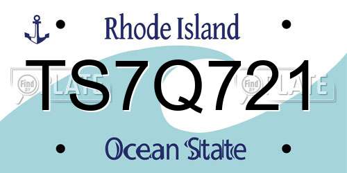 TS7Q721 Rhode Island License Plate