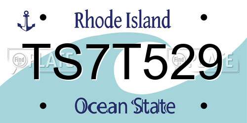 TS7T529 Rhode Island License Plate