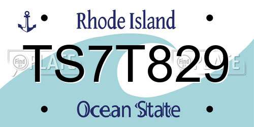 TS7T829 Rhode Island License Plate