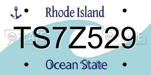TS7Z529 Rhode Island License Plate