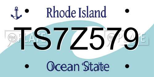 TS7Z579 Rhode Island License Plate