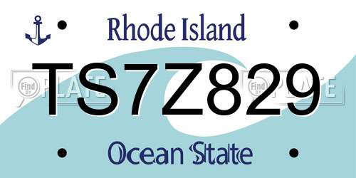 TS7Z829 Rhode Island License Plate