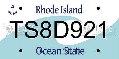 TS8D921 Rhode Island License Plate