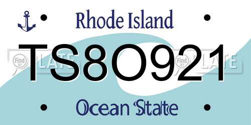 TS8O921 Rhode Island License Plate