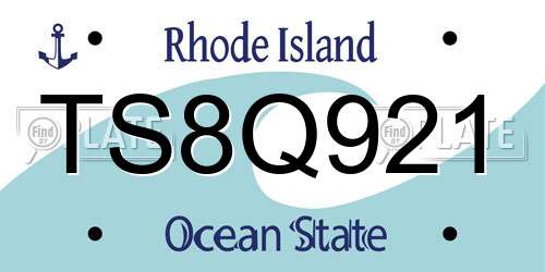TS8Q921 Rhode Island License Plate