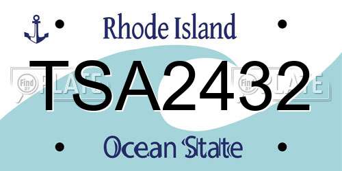 TSA2432 Rhode Island License Plate