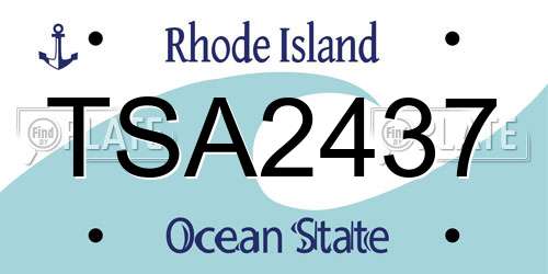 TSA2437 Rhode Island License Plate