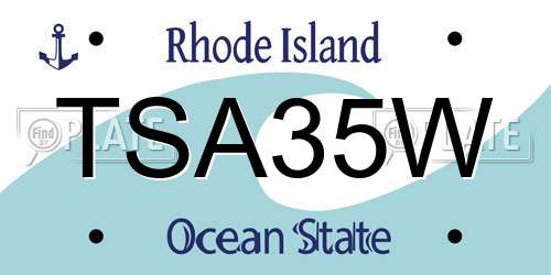 TSA35W Rhode Island License Plate