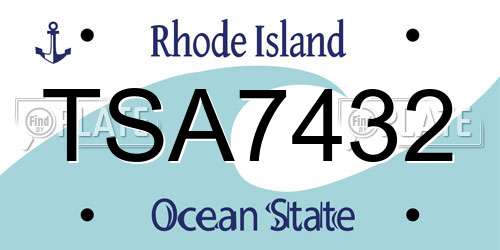 TSA7432 Rhode Island License Plate