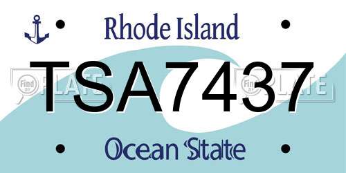 TSA7437 Rhode Island License Plate