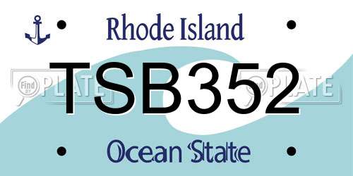 TSB352 Rhode Island License Plate