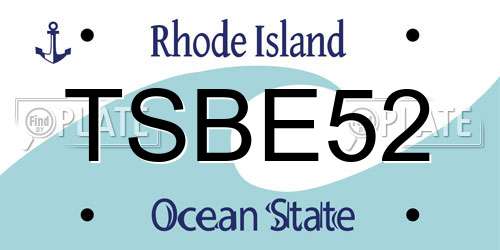 TSBE52 Rhode Island License Plate