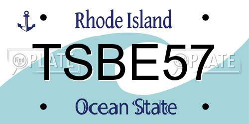 TSBE57 Rhode Island License Plate