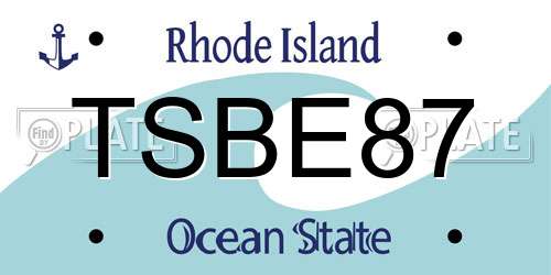 TSBE87 Rhode Island License Plate