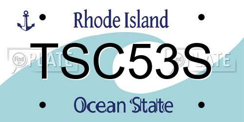 TSC53S Rhode Island License Plate