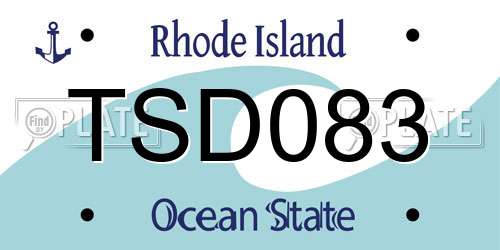 TSD083 Rhode Island License Plate