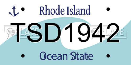 TSD1942 Rhode Island License Plate