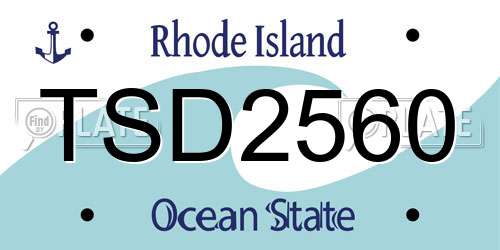 TSD2560 Rhode Island License Plate