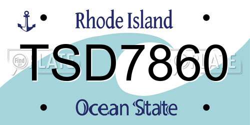TSD7860 Rhode Island License Plate
