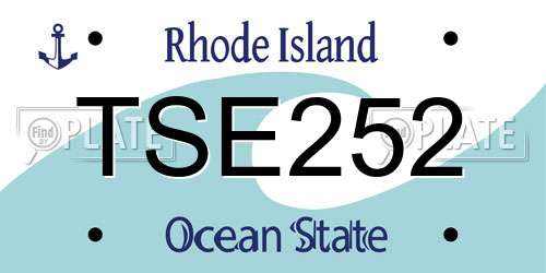 TSE252 Rhode Island License Plate